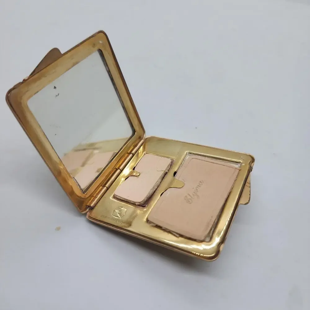 Vintage Elgin Silhouette Lady Powder Compact Mirror Original Makeup Art Deco